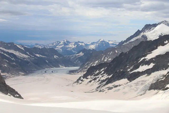 Vue depuis le Jungfraujoch sur le grand glacier d’Aletsch